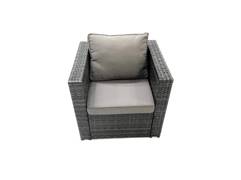 Fimous Rattan Garden Furniture Set Outdoor Lounger Sofa with Coffee Table 2 Armchair Big Footstool Dark Grey Mixed