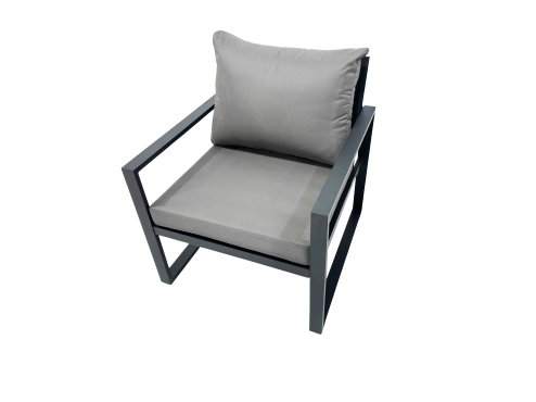 Fimous 6 Seat Outdoor Garden Furniture Set Aluminium Lounge 3 Seat Sofa Oblong Coffee Table Sets with Chair 2 Small Stools 2 Side Tables Dark Grey