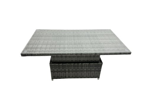 Fimous Rattan Dining Table Sofa Set with 2 Big Stool Outdoor 11 Seat Garden Furniture Set Dark Grey Mixed