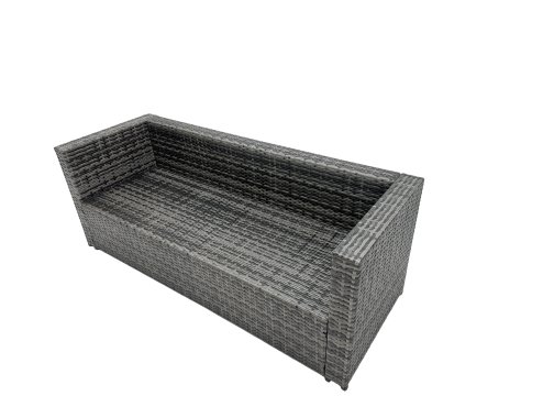 Fimous Rattan Garden Furniture Dining Set 7-seater Patio Coffee Table Sofa Set with 2 Armchair 2 Big Footstools Dark Grey Mixed