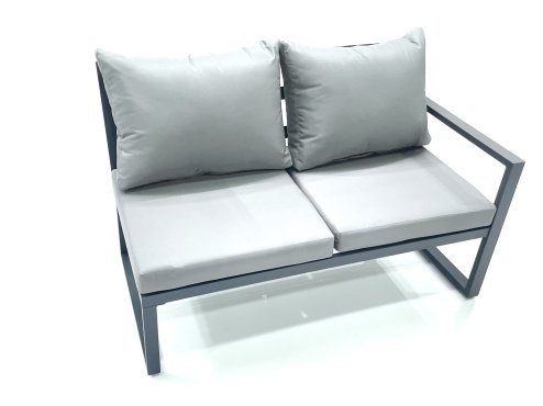Fimous 10 Seater Outdoor Aluminum Garden Furniture Set Corner Sofa 3 Chairs Adjustable Rising Lifting Dining Table Sets Dark Grey