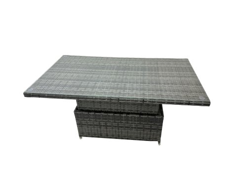 Fimous Rattan Garden Furniture Dining Set 6-seater Patio Height Adjustable Rising Lifting Table Sofa Set with 2 Side Table Dark Grey Mixed