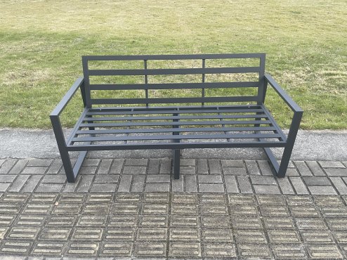 Fimous Aluminium Outdoor Garden Sofa Patio Lounge 3 Seater Sofa for Balcony, Terrace,Swimming Pool Dark Grey