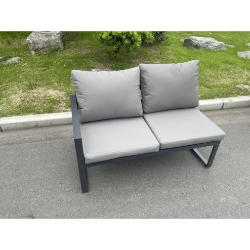 Fimous Aluminum Outdoor Garden Furniture Corner Sofa Chair Adjustable Rising Lifting Table Sets Dark Grey 8 Seater