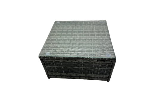 Fimous PE Rattan Garden Furniture Set Lounge Double Seat Sofa Coffee Table Set with 3 Stools Dark Grey Mixed