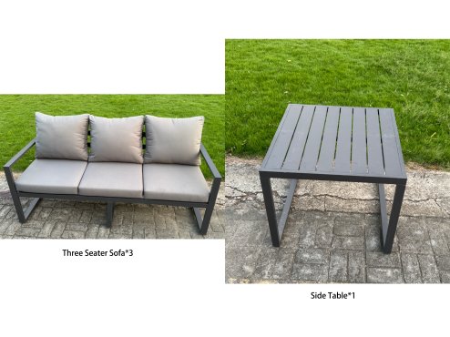 Fimous U-shaped Garden Furniture Set 9-Seater Aluminium Outdoor Dining Set with Adjustable Rising Lifting Dining Table Dark Grey