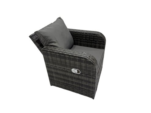 Fimous Rattan Garden Outdoor Furniture Set Love Sofa Reclining Chair Square Coffee Table Set with 4 Stools Dark Grey Mixed