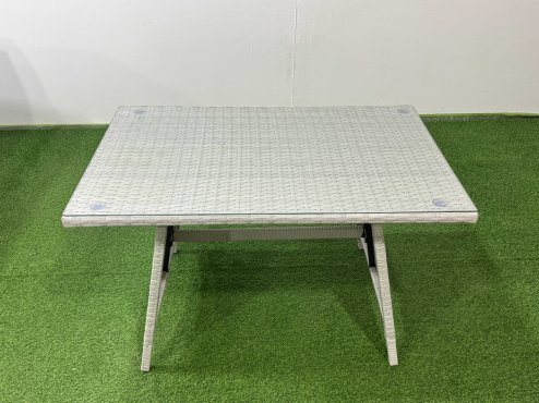 Fimous Garden Outdoor Rattan Furniture Set Rattan Corner Sofa Oblong Dining Table with 2 Armchairs 4 Footstools Light Grey Mixed 12 Seater