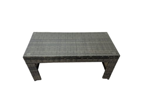 Fimous 5 Pieces Outdoor PE Rattan Garden Furniture Corner Sofa Oblong Coffee Table Set with Cushions 2 Big Footstools Dark Grey Mixed
