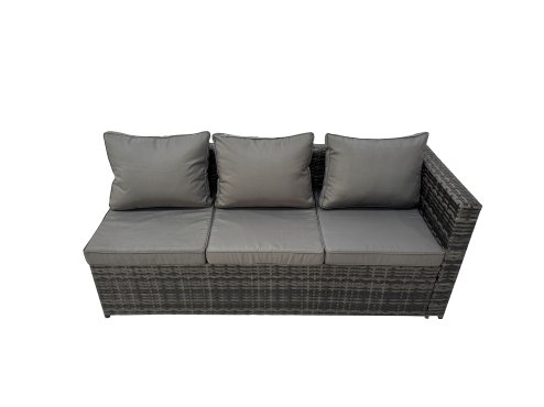 Fimous Outdoor PE Rattan Sofa Set with Dining Table Patio Garden Furniture Sets with 2 Chairs Dark Grey Mixed
