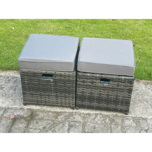 Fimous Outdoor Garden Furniture Sets 8 Seater Wicker Rattan Furniture Sofa Sets with Rectangular Coffee Table 3 Seater Sofa 2 Small Footstools Dark Grey Mixed