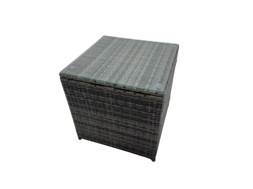 Fimous 3 Seater Sofa Reclining Chair Coffee Table Set Rattan Garden Outdoor Furniture Set with 2 Side Tables Dark Grey Mixed