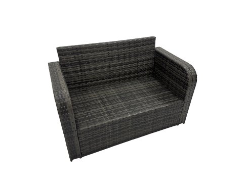 Fimous 6 Seat Outdoor Wicker PE Rattan Garden Furniture Set Dining Table Sofa Sets with 2 Side Tables Dark Grey Mixed