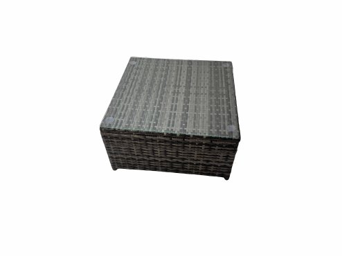 Fimous Outdoor PE Rattan Garden Furniture Sofa Set with Square Coffee Table Chair Big Stool Dark Grey