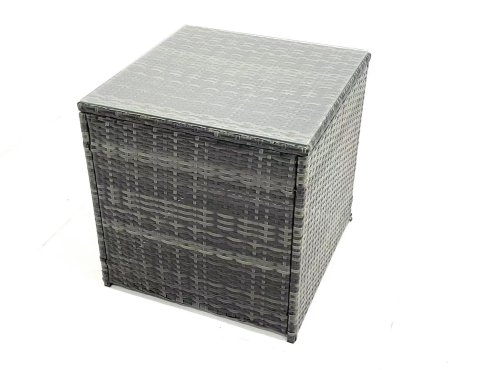 Fimous Outdoor Garden Furniture Set 9 Pieces Rattan Sofa Set with Coffee Table 3 Footstools Side Table Dark Grey Mixed