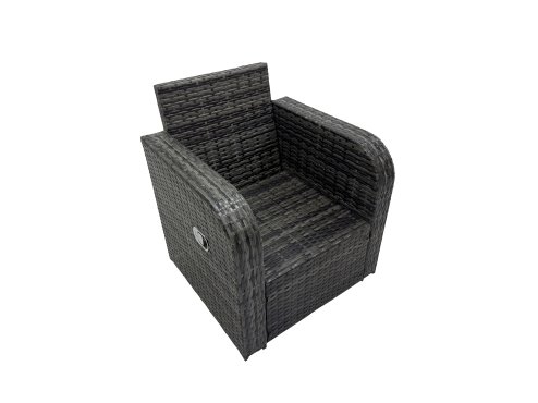 Fimous 9 Seat Outdoor Wicker PE Rattan Garden Furniture Set Dining Table Sofa Set with 2 Big Stool Dark Grey Mixed