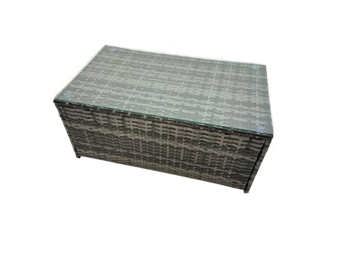 Fimous 8 Seater Wicker PE Rattan Furniture Outdoor Coffee Table Double Seat Sofa 4 Stools Set Dark Grey Mixed