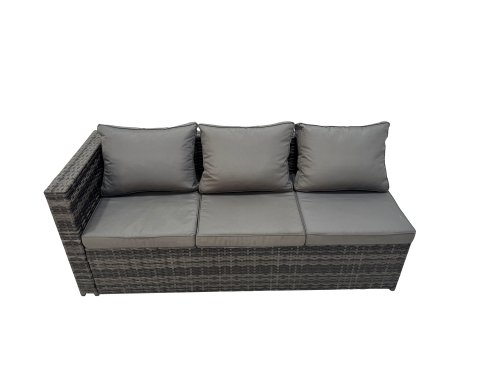 Fimous Garden Rattan Outdoor Furniture Set 10 Seater Patio Corner Sofa Oblong Coffee Table with 3 Stool Side Table Dark Grey