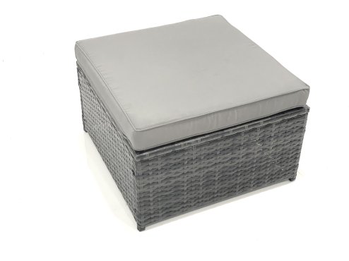 Fimous Outdoor Garden Furniture Set 7 Pieces Rattan Sofa Set with Coffee Table 3 Footstools Dark Grey Mixed