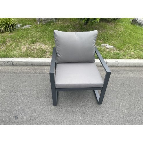 Fimous Aluminum Garden Furniture Dining Set Adjustable Rising Lifting Table And Chairs Patio Outdoor 4 Seat Plus Black Tempered Glass Dark Grey