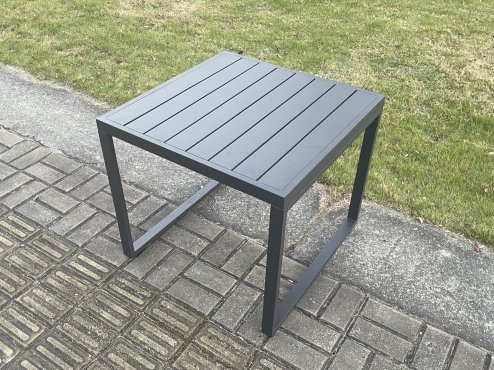 Fimous Aluminium 9 Seater Outdoor Garden Furniture Lounge Sofa Set with Square Coffee Table 3 Footstools Side Table Dark Grey