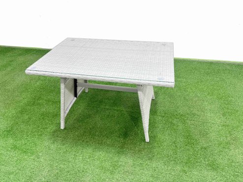 Fimous 8 Pieces Outdoor PE Rattan Sofa Armchair Set Patio Garden Furniture Sets with Cushions 2 Side Tables Big Stool Light Grey