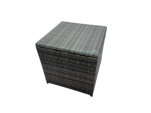 Fimous 4 Seat Outdoor Wicker PE Rattan Garden Furniture Set Dining Table Sofa Sets with Side Table Dark Grey Mixed