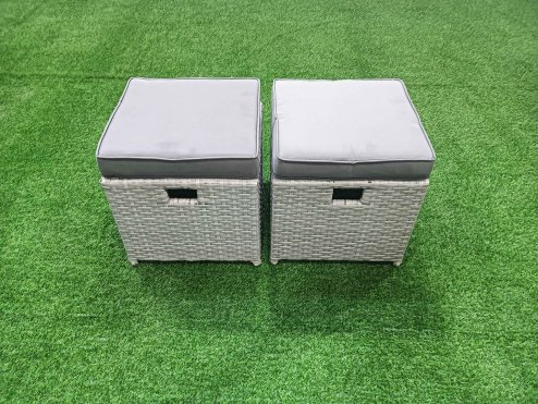 Fimous Garden Outdoor Furniture Set 14 Seater Rattan Sofa Set with Side Table 4 Footstools Light Grey Mixed