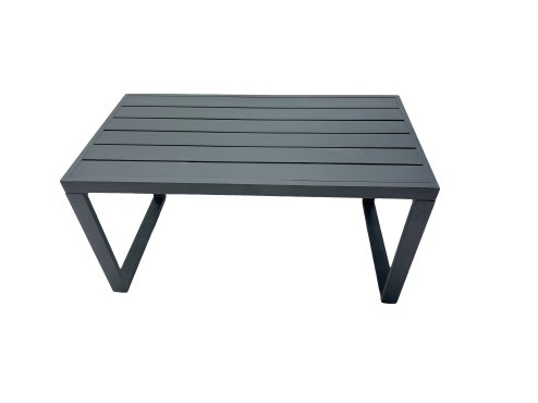 Fimous Outdoor Garden Furniture Set Aluminium Lounge 3 Seat Sofa Oblong Coffee Table Sets with 4 Stools 2 Side Tables Dark Grey