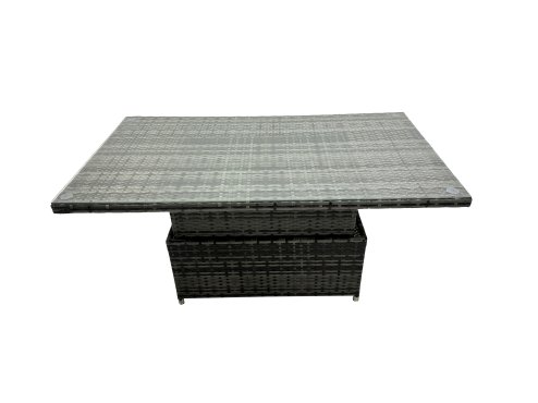 Fimous Outdoor Love Sofa Set 4 Seat Rattan Garden Furniture Set with Adjustable Lifting Dining or Coffee Table Dark Grey Mixed