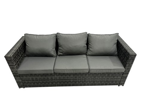 Fimous Outdoor PE Rattan Sofa Set with Dining Table Patio Garden Furniture Sets with Side Table Dark Grey Mixed