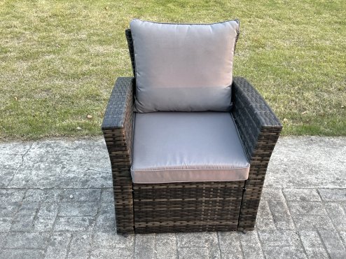 Fimous 8 Seater High Back Outdoor Garden Furniture Set Rattan Corner Sofa Set With Rectangular Coffee Table 2 Armchairs Dark Grey Mixed