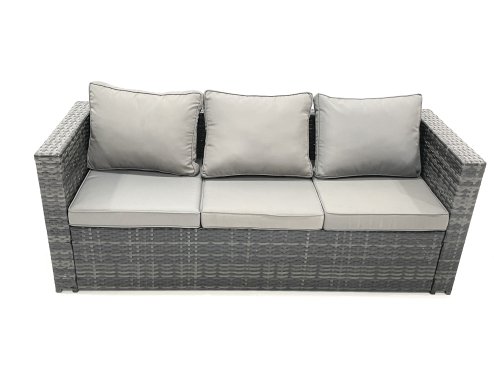 Fimous Outdoor Garden Furniture Set 11 Seater Rattan Sofa Set with Coffee Table 2 Small Footstools 2 Side Tables Dark Grey Mixed
