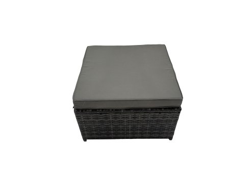 Fimous Rattan Garden Outdoor Furniture Set Love Sofa Square Coffee Table Set with Side Table 3 Stools Dark Grey Mixed