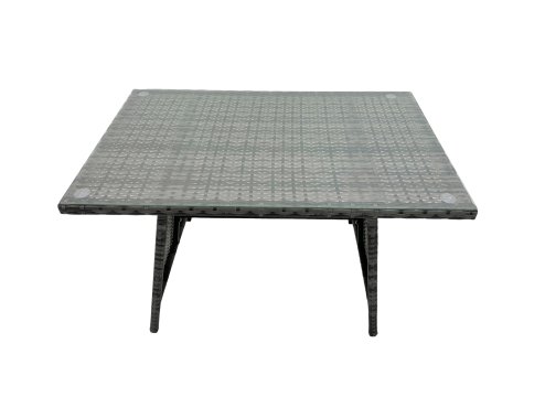 Fimous Rattan Dining Table Sofa Set with 2 Side Table Big Footstool Outdoor Garden Furniture Set Dark Grey Mixed