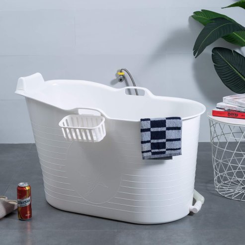 Fimous Bathtub for Adults, Soaking Bathtub for Hot Bath and Ice Bath Freestanding Bath Tub White