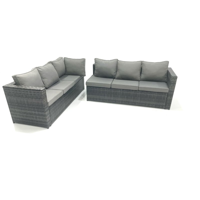 Fimous PE Rattan Corner Sofa Set Rectangular Dining Table Set With Seat And Back Cushion 7 Seater