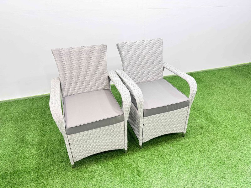 Fimous Outdoor Rattan Garden Furniture Set Patio 6 Chairs Plus Rectangular Dining Table Sets Light Grey Mixed