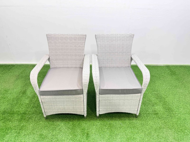 Fimous Wicker PE Rattan Garden Furniture Set Patio Outdoor 6 Chairs Plus Rectangular Dining Table Set Light Grey Mixed