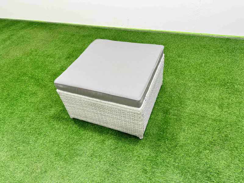 Fimous Rattan Garden Furniture Dining Set 9-seater Patio Rectangular Table Sofa Set with 2 Side Tables 3 Stools Light Grey