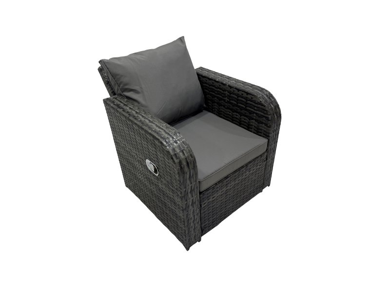 Fimous Rattan Garden Furniture Dining Set 9-seater Patio Height Adjustable Rising Lifting Table Sofa Set with 2 Big Footstool Dark Grey Mixed