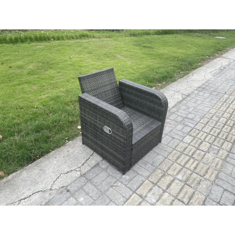 Fimous Rattan Garden Furniture 8 Piece Patio Set With Table Sofa Square Coffee Table Reclining Chair Love seat sofa Side 3 Seater Sofa 3 Footstools Side Table