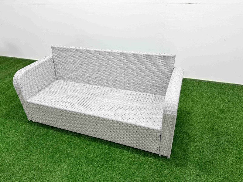 Fimous Outdoor Garden Furniture Sets 6 Seater Wicker Rattan Furniture Sofa Sets with Square Coffee Table high Back Lounge Sofa Light Grey
