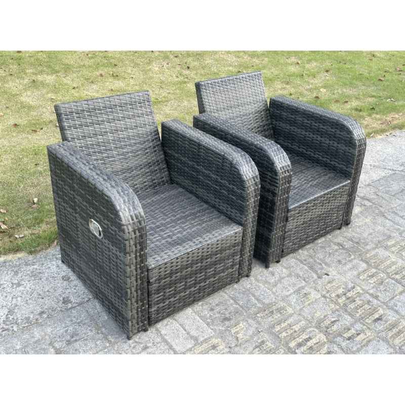 Fimous PE Rattan Garden Furniture Set Adjustable Chair Sofa Double Love Seat 2 Seater Sofa Lounge Set Oblong Coffee Table