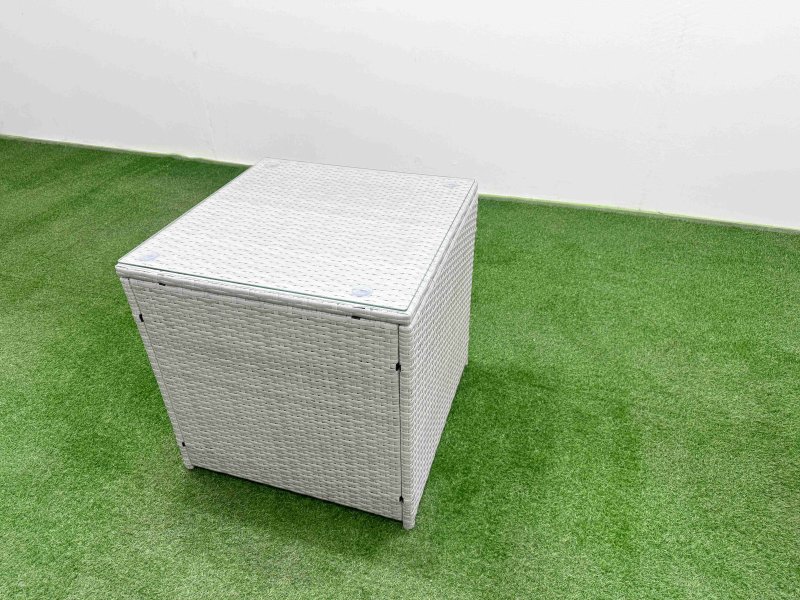 Fimous Patio PE Wicker 9 Seater Outdoor Rattan Furniture Sofa Sets with Oblong Coffee Table Reclining Chair Loveseat Sofa 3 Seater Sofa Stool 2 Side Table Light Grey