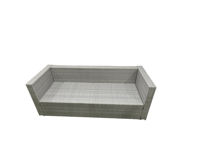 Fimous Rattan Garden Furniture Set Outdoor 10 Seater Patio Dining Sets with Glass Top Dining Table 2 Side Tables Light Grey Mixed