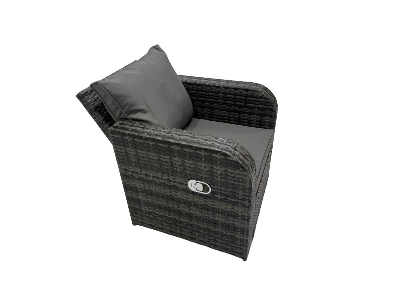 Fimous 3 Seater Sofa Reclining Chair Coffee Table Set Rattan Garden Outdoor Furniture Set with 3 Stool Dark Grey Mixed