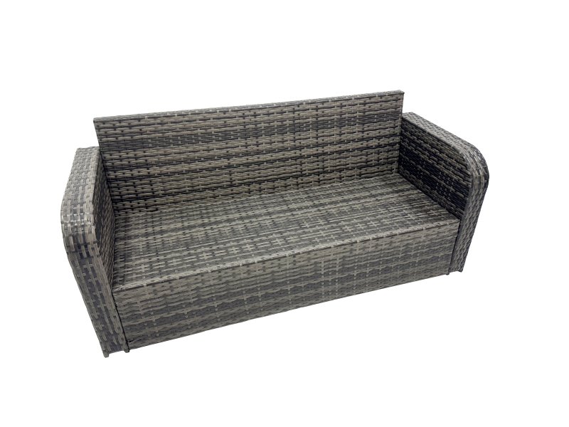 Fimous Garden Outdoor Rattan Furniture Set Rattan 3 Seater Sofa with 2 Big Stool Dark Grey Mixed