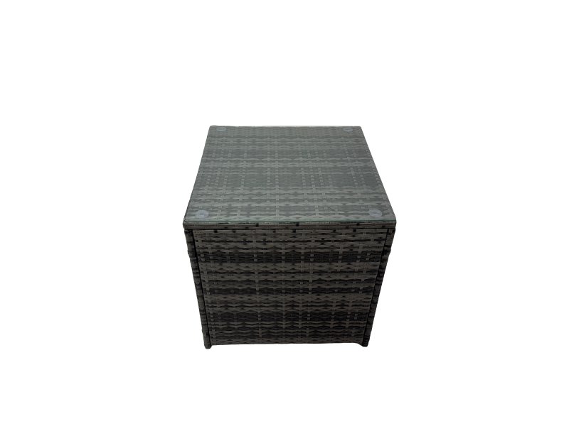 Fimous Outdoor Rattan Oblong Coffee Table Corner Sofa Sets Garden Furniture Set with 2 Chairs 2 Big Stools Side Table Dark Grey Mixed