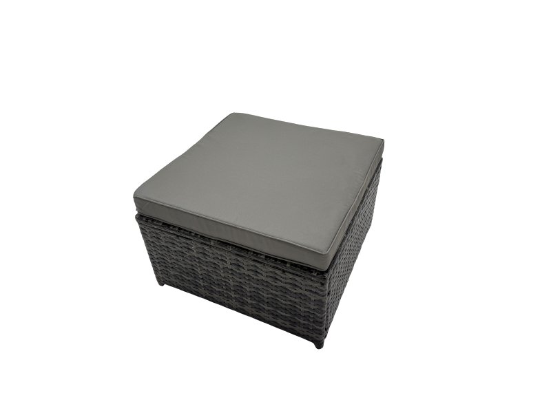 Fimous Wicker PE Rattan Garden Outdoor Furniture Set Love Sofa Dining Table Sets with 3 Stools Dark Grey Mixed